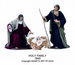 Christmas Nativity \"Dressed\" Holy Family in Linden Wood 